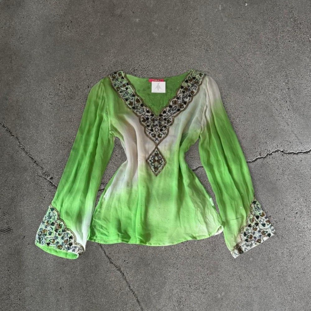 Vintage Sheer Silk Beaded Fairy Top